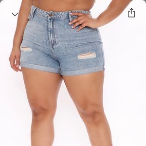 Fashion Nova Aqua Jean Shorts 1X